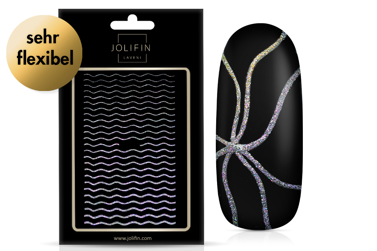 Jolifin LAVENI XL Sticker - Hologramm Glitter Waves silver 