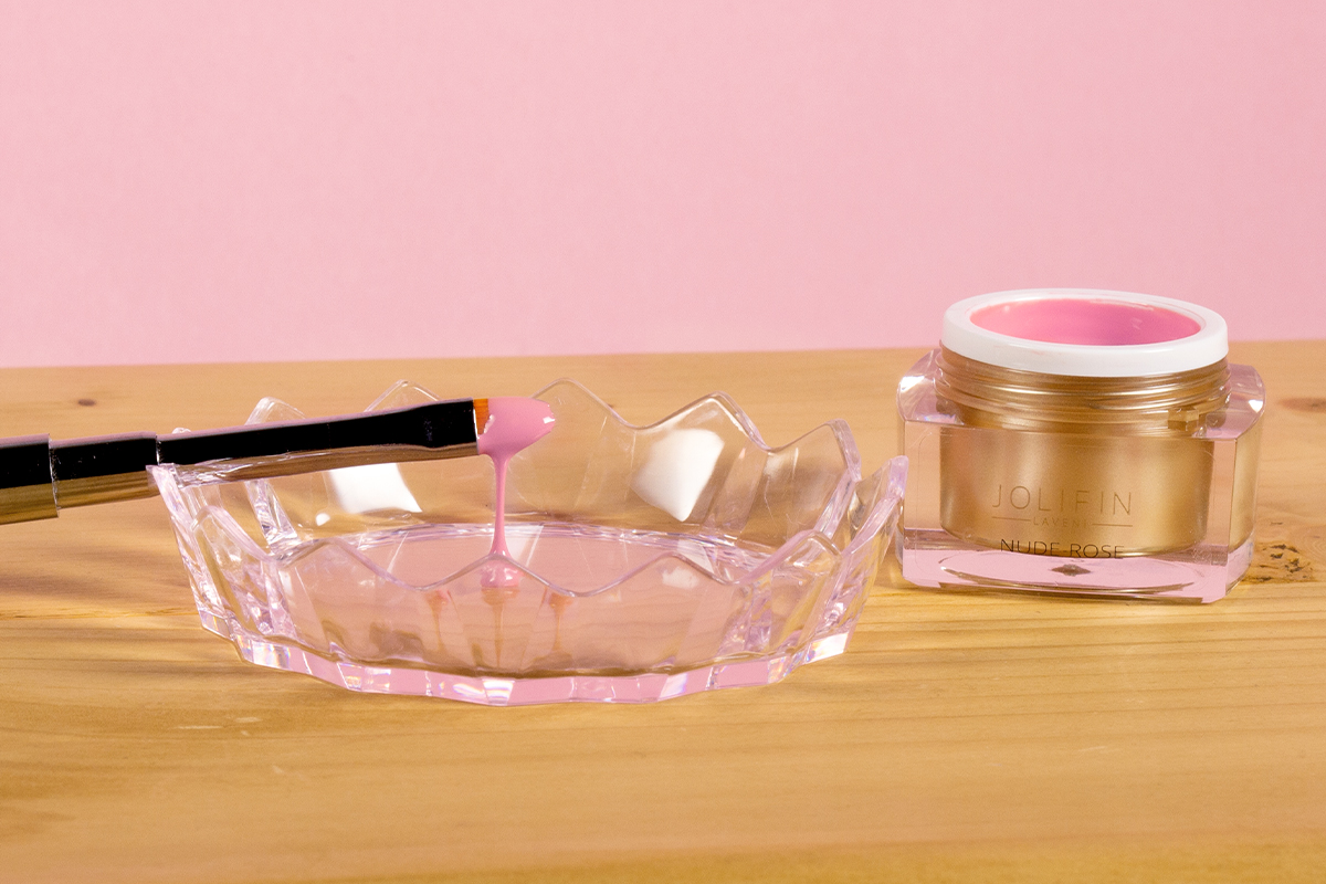 Jolifin brush holder with drip tray - clear pink