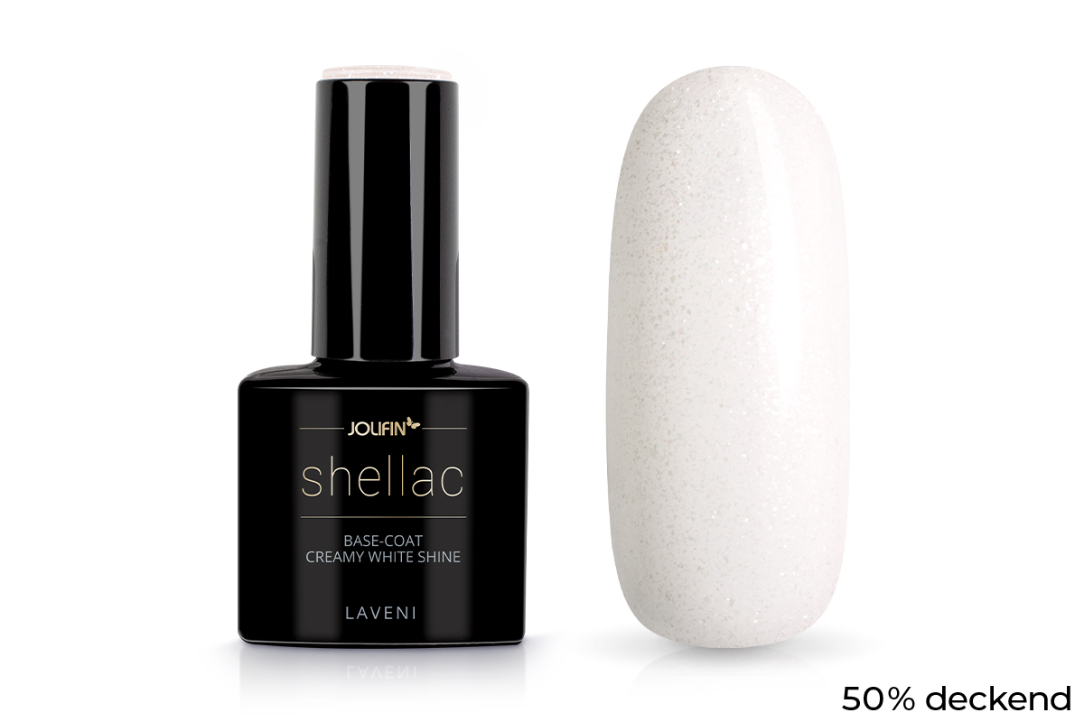 Jolifin LAVENI Shellac - Base-Coat creamy white shine 10ml