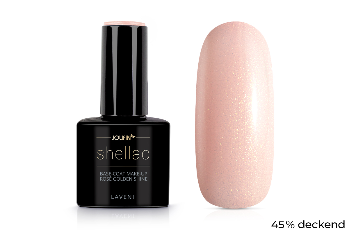 Jolifin LAVENI Shellac - Base-Coat make-up rosé golden shine 10ml