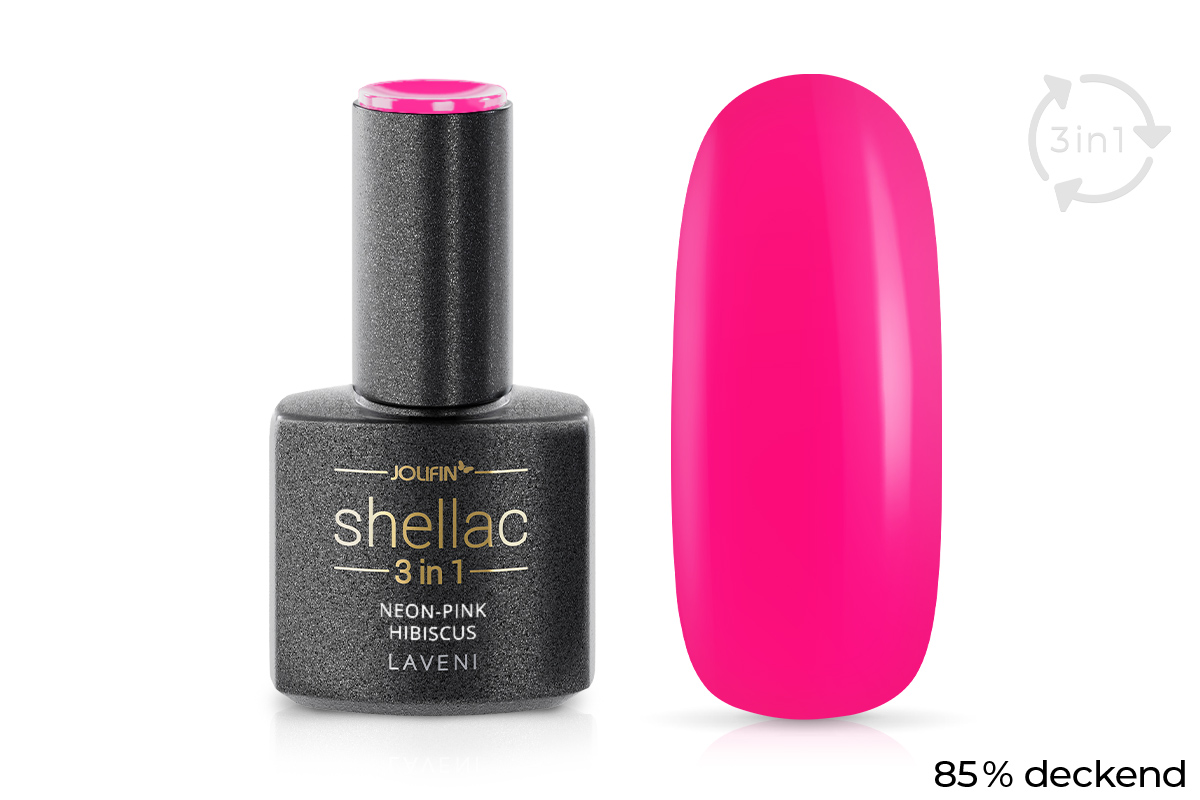 Jolifin LAVENI 3in1 Shellac - neon-pink hibiscus 10ml