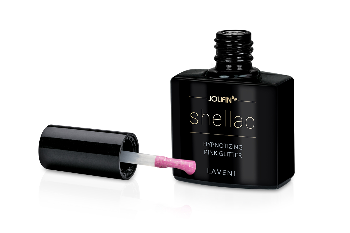 Jolifin LAVENI Shellac - hypnotising pink glitter 10ml