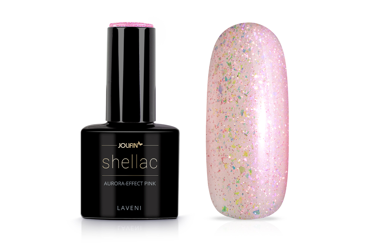 Jolifin LAVENI Shellac - aurora-effect pink 10ml