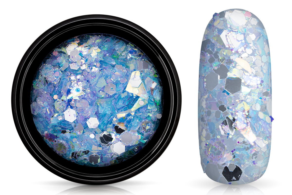 Jolifin LAVENI Hexagon Glitter - Aurora silver-blue lagoon