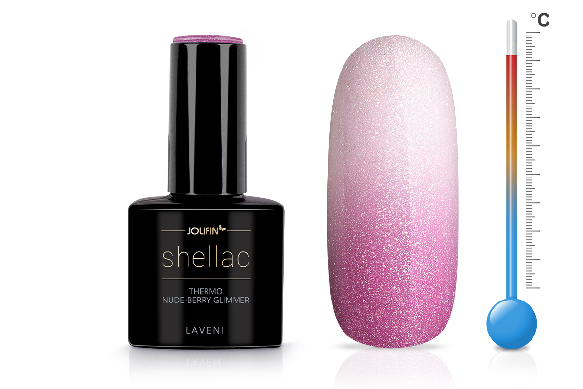 Jolifin LAVENI Shellac - Thermo nude-berry Glimmer 10ml