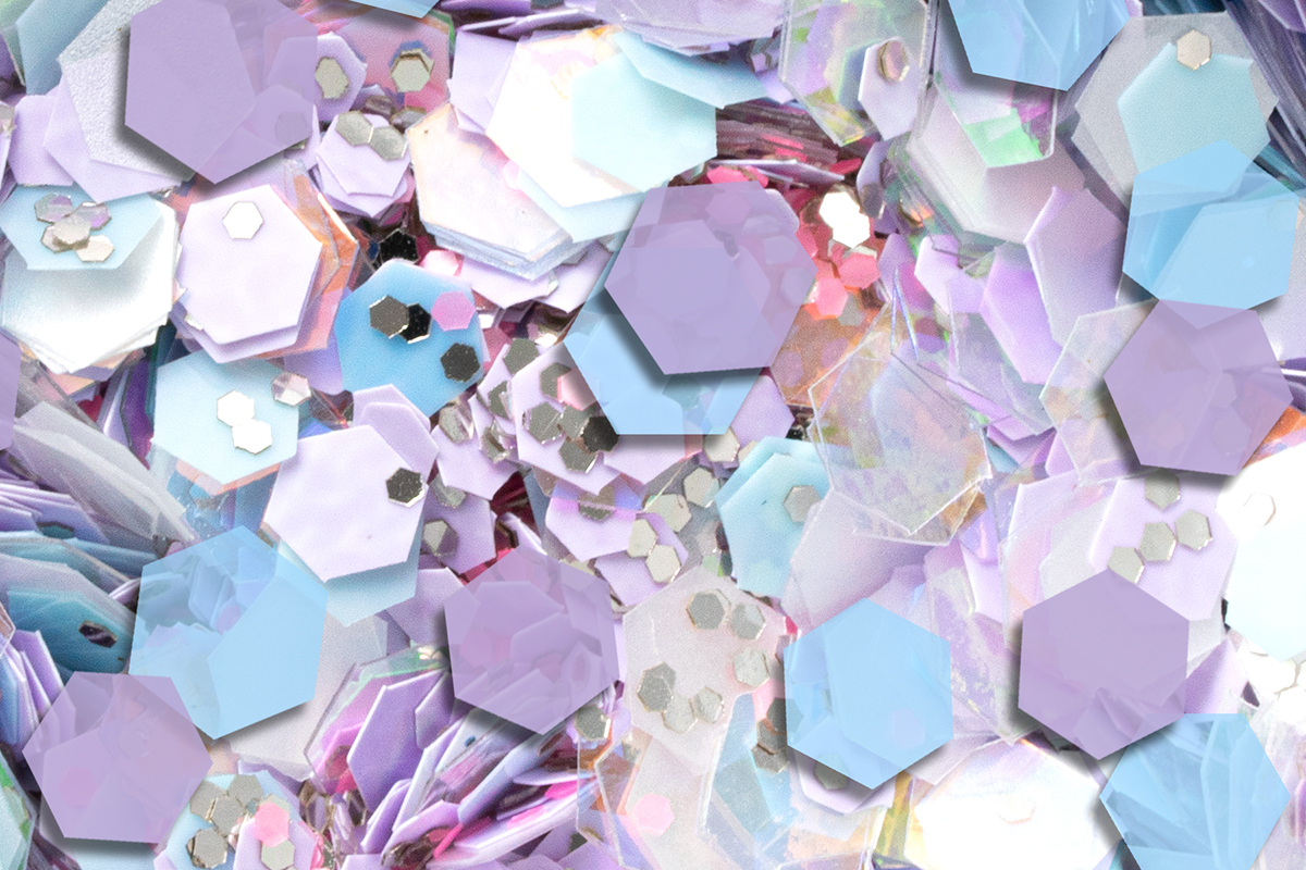 Jolifin Hexagon Glittermix - pastell blue-lavender