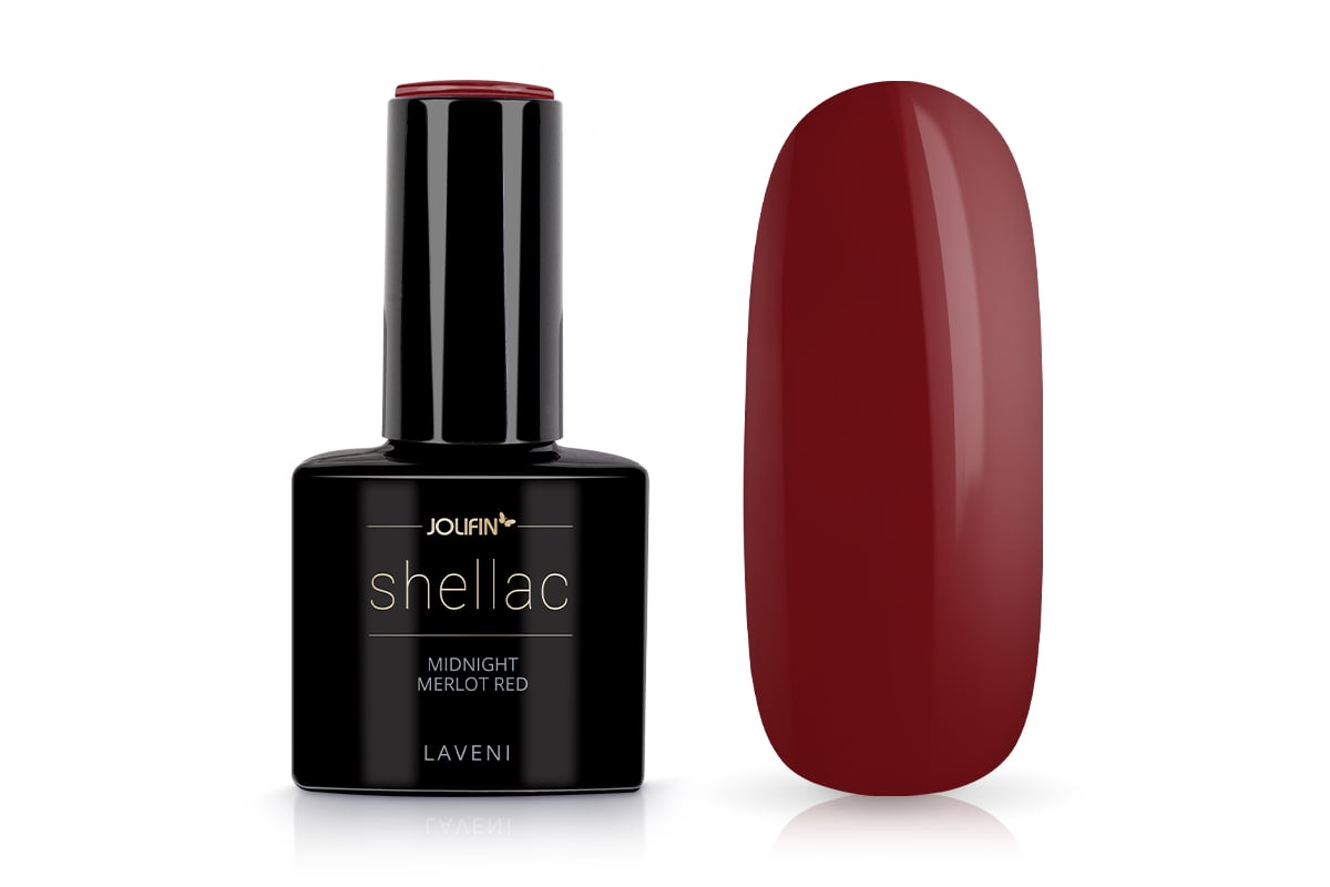 Jolifin LAVENI Shellac - midnight merlot red 10ml