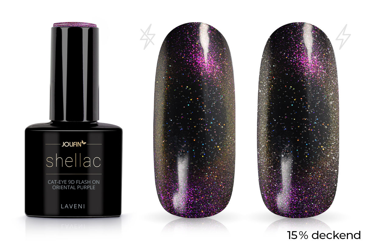 Jolifin LAVENI Shellac - Cat-Eye 9D FlashOn oriental purple 10ml