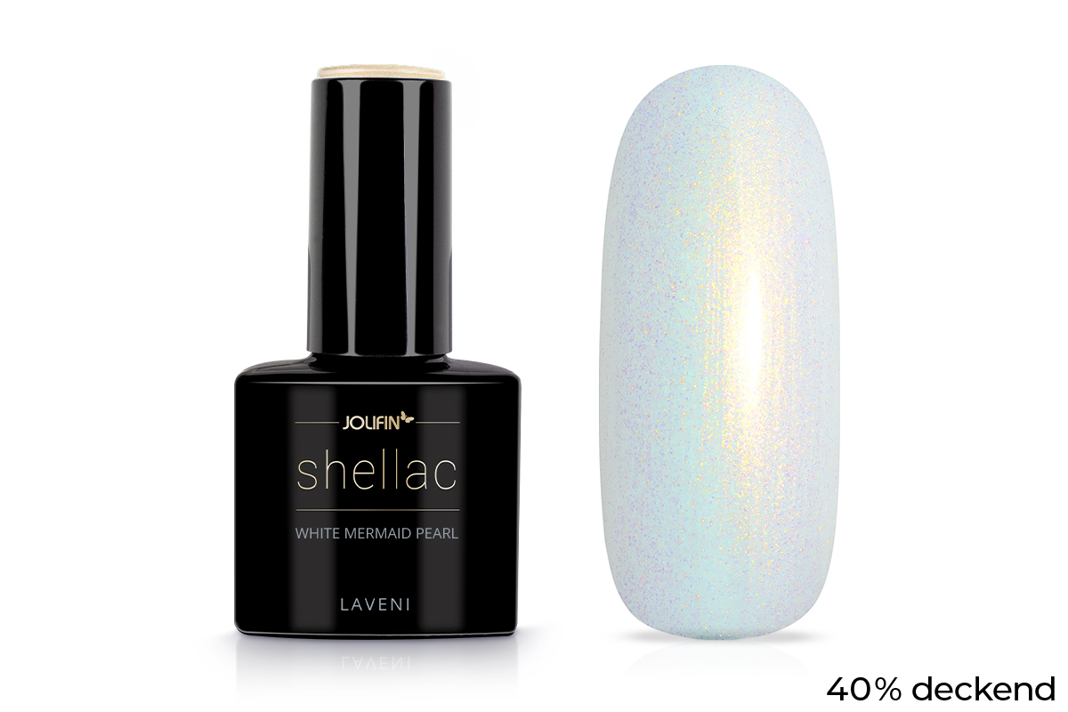 Jolifin LAVENI Shellac - white mermaid pearl 10ml