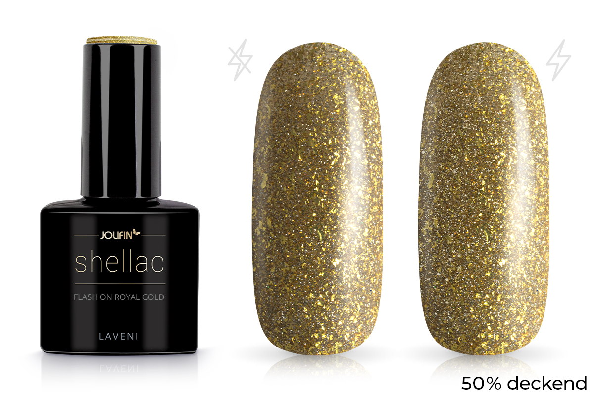 Jolifin LAVENI Shellac - FlashOn royal gold 10ml