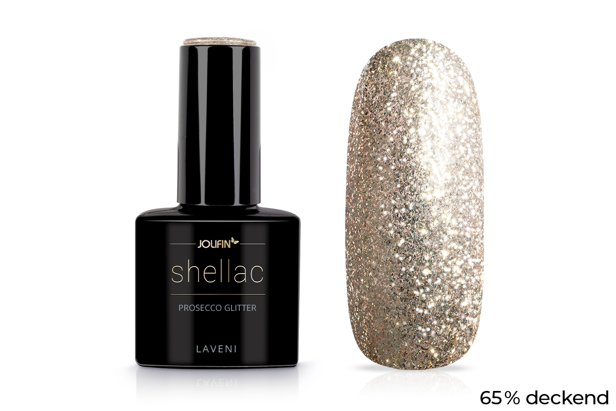 Jolifin LAVENI Shellac - prosecco Glitter 10ml