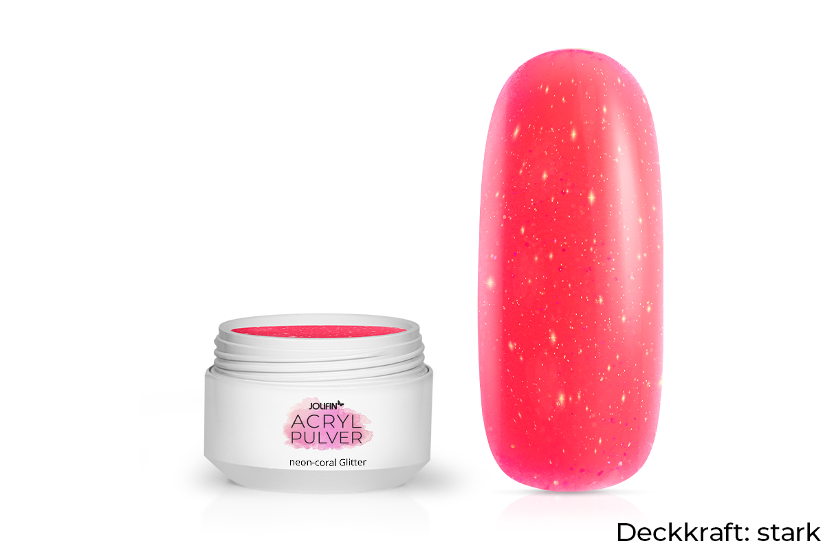 Jolifin acrylic colour powder - neon-coral glitter 5g