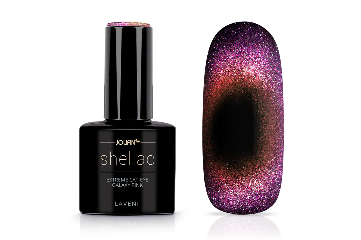 Jolifin LAVENI Shellac - Extreme Cat-Eye galaxy pink 10ml