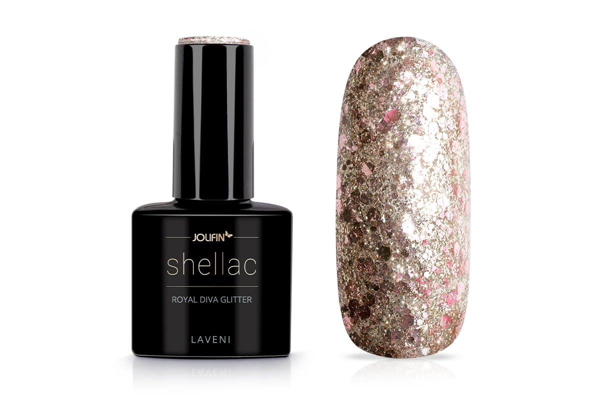 Jolifin LAVENI Shellac - royal diva Glitter 10ml