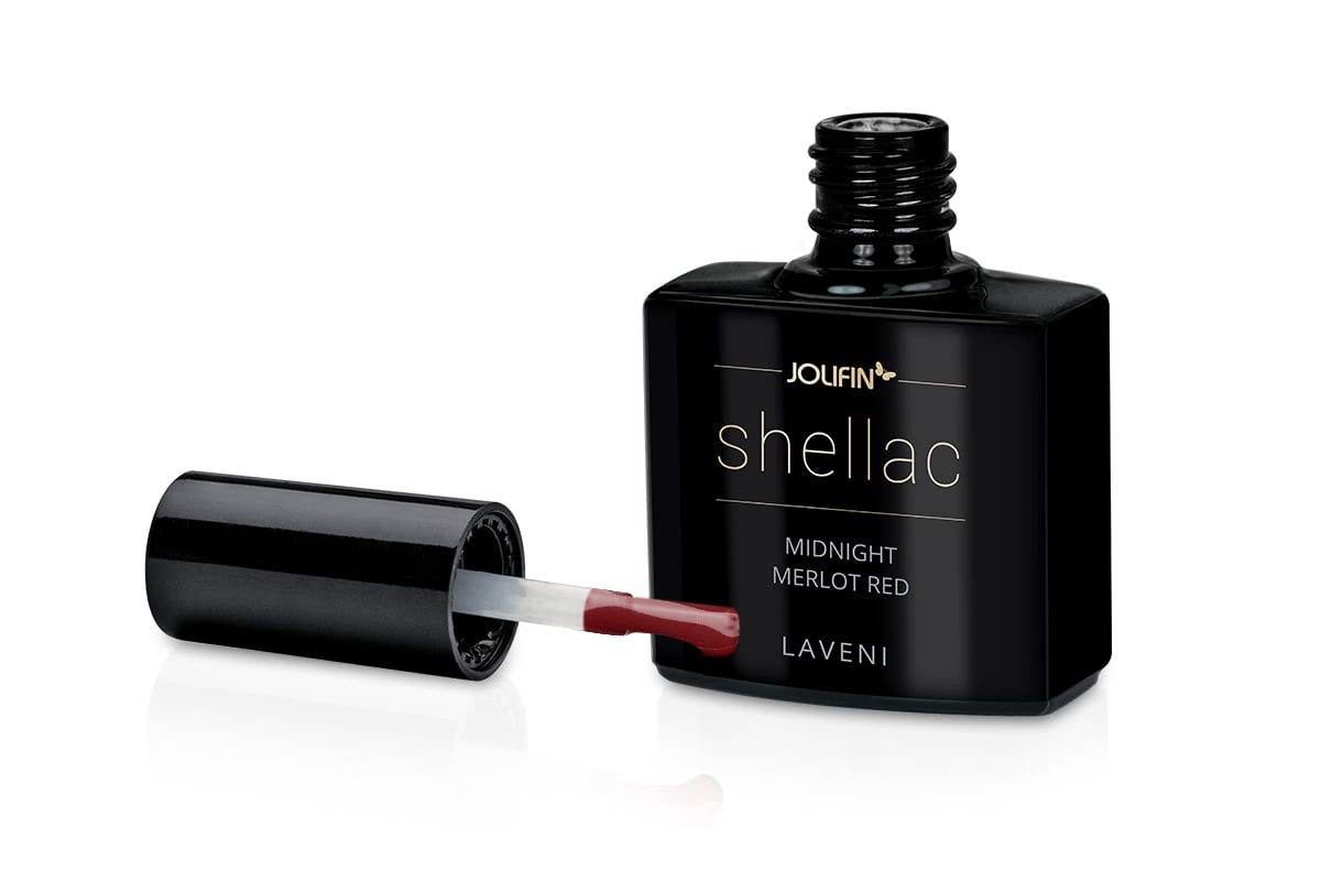 Jolifin LAVENI Shellac - midnight merlot red 10ml