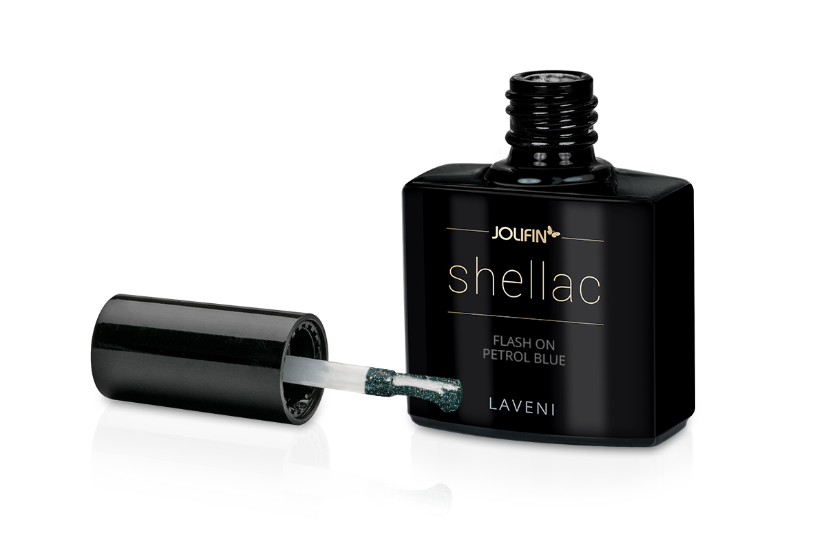 Jolifin LAVENI Shellac - FlashOn petrol blue 10ml 