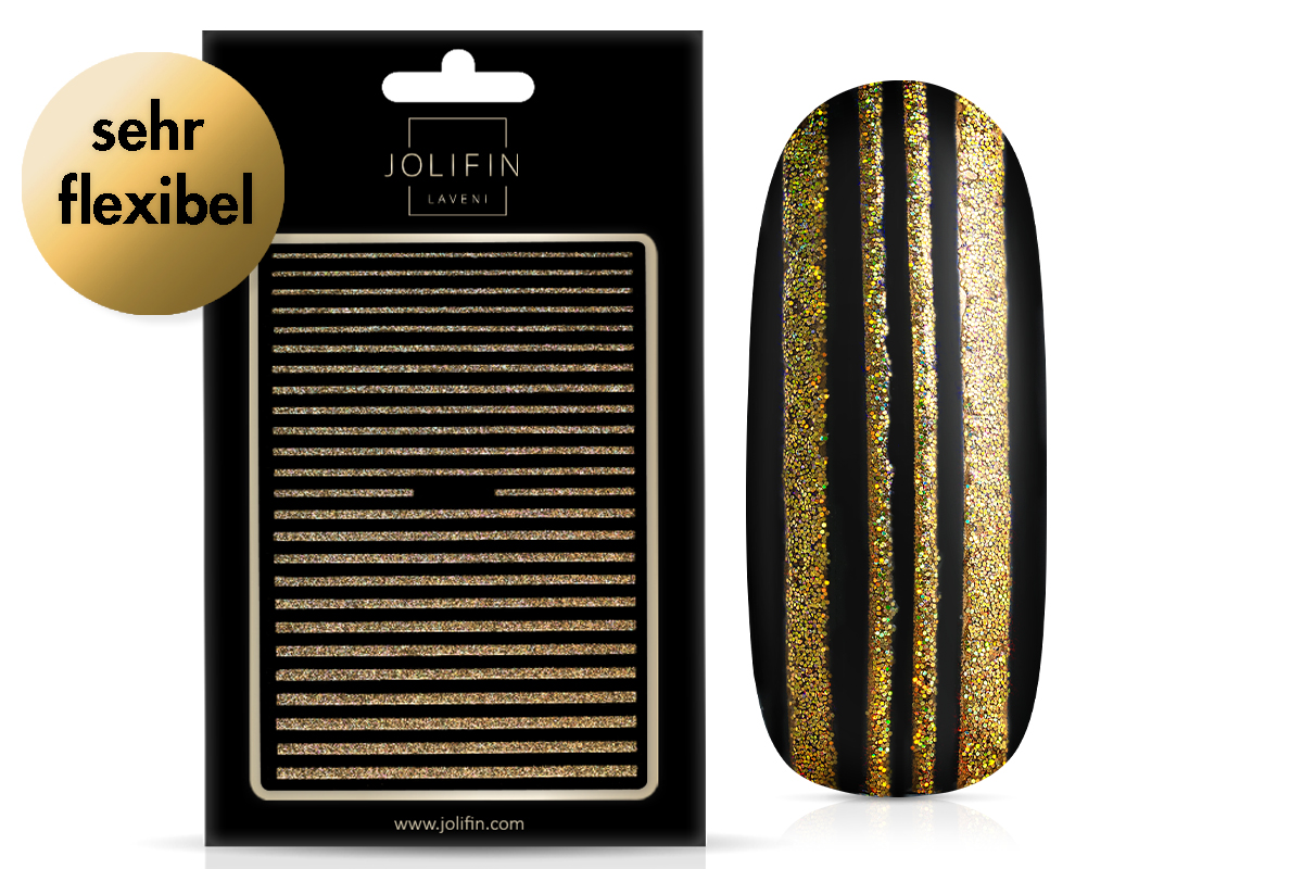 Jolifin LAVENI XL Sticker - Hologramm Glitter Stripes gold
