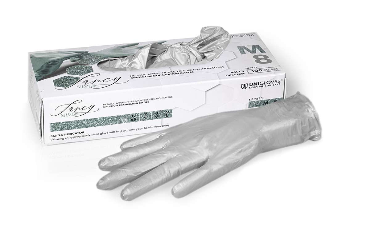 Nitrile gloves Grey Pearly Gr. M