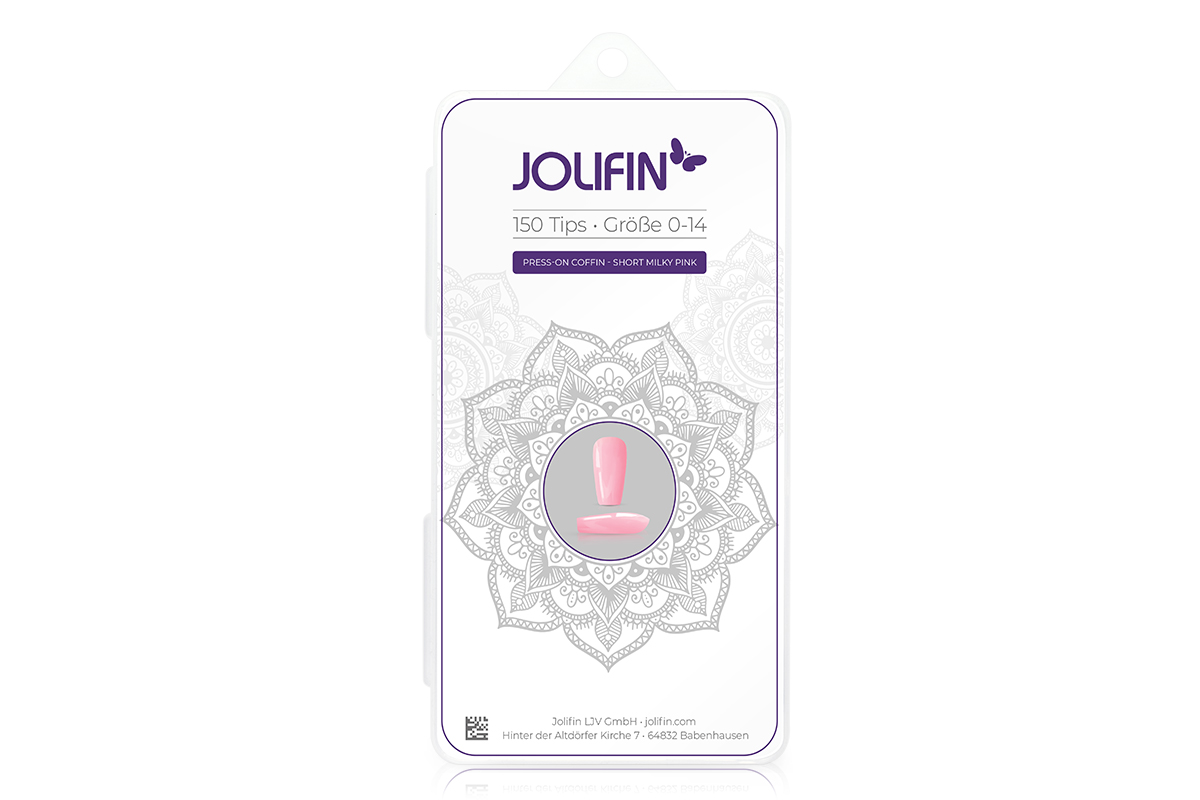 Jolifin 150er Tipbox Press-On Coffin - short milky pink