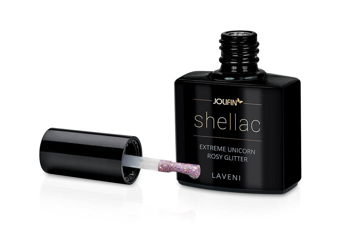 Jolifin LAVENI Shellac - extreme unicorn rosy Glitter 10ml