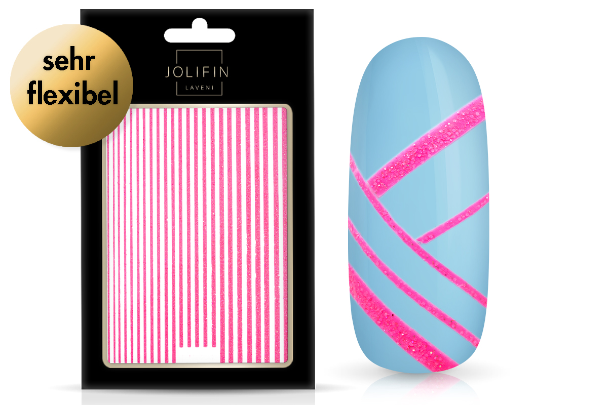 Jolifin LAVENI XL Sticker - Glitter Stripes neon-pink