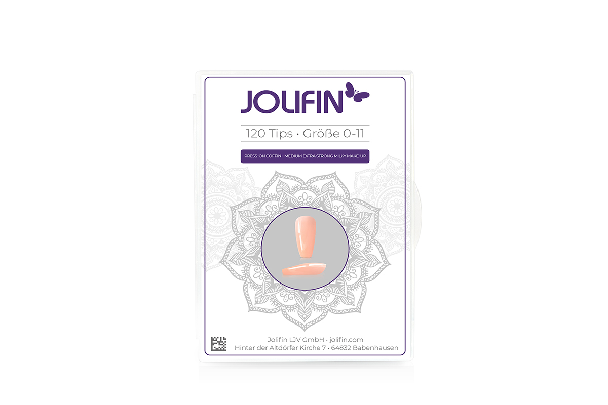 Jolifin 120er Tipbox Press-On Coffin - medium extra strong milky make-up