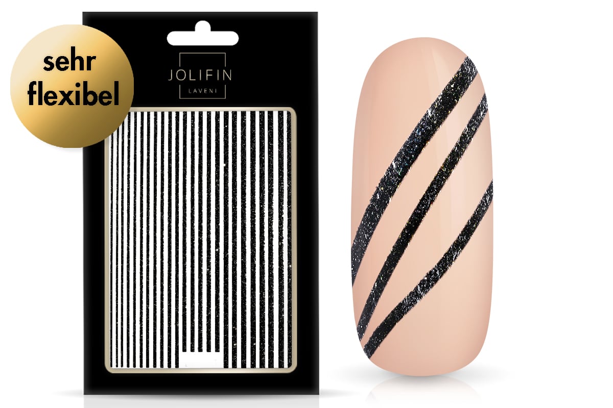 Jolifin LAVENI XL Sticker - Glitter Stripes black
