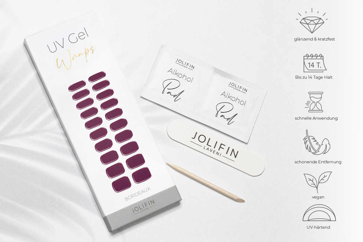 Jolifin LAVENI UV Gel Wraps - bordeaux