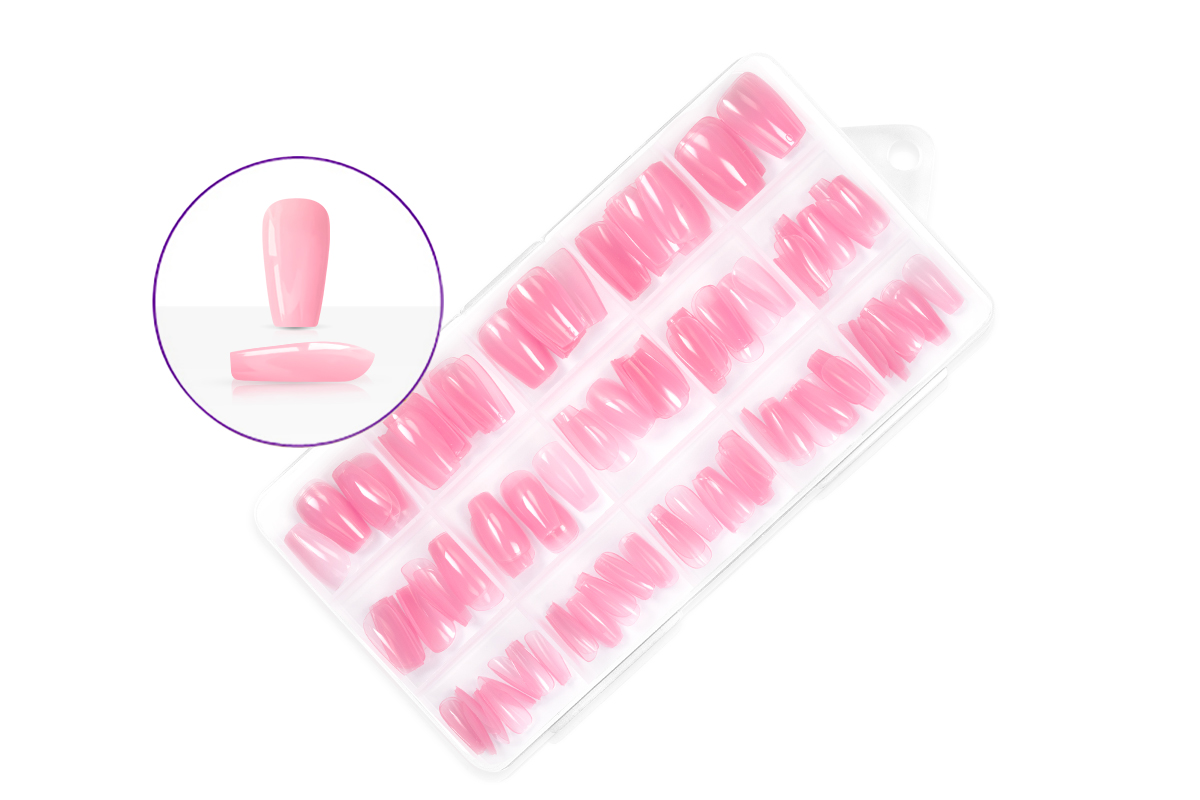 Jolifin 150 tip box Press-On Coffin - short milky pink