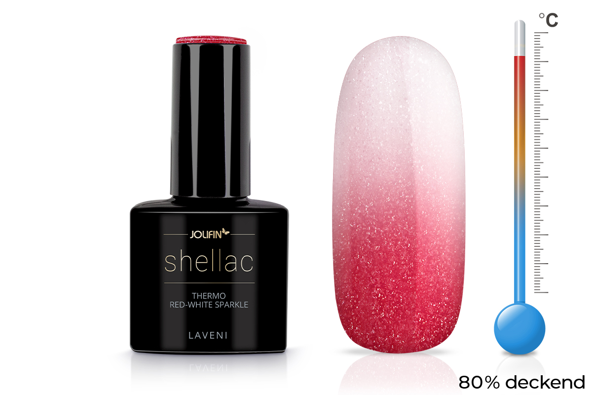 Jolifin LAVENI Shellac - Thermo red-white sparkle 10ml