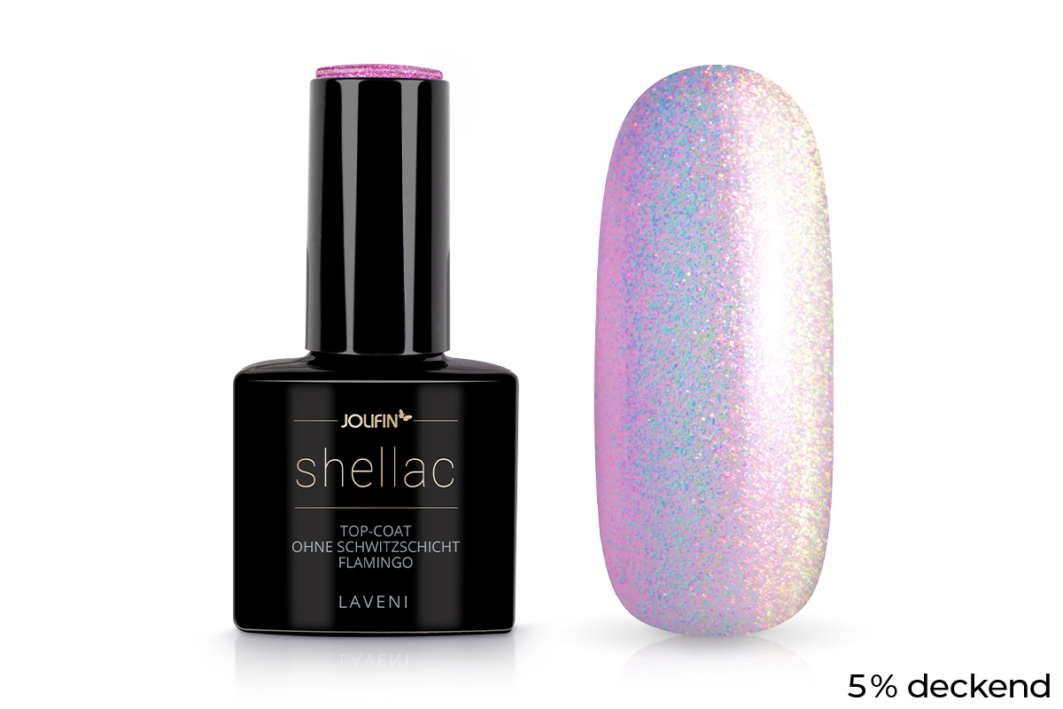 Jolifin LAVENI Shellac - Top-Coat without sweat layer flamingo 10ml