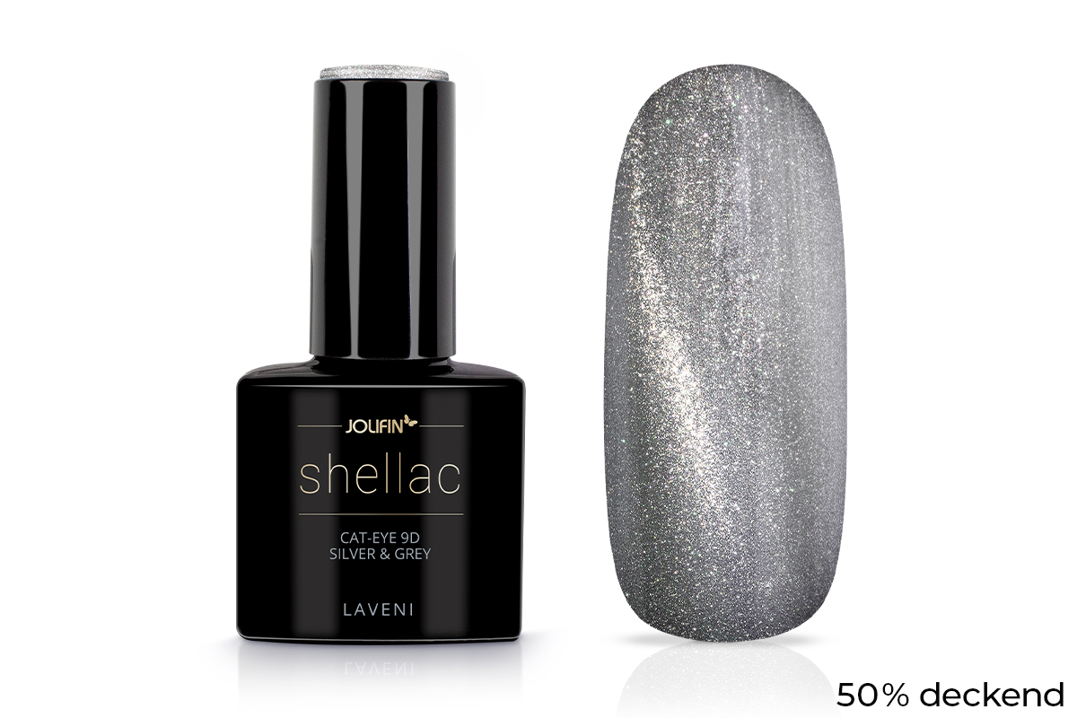 Jolifin LAVENI Shellac - Cat-Eye 9D silver & grey 10ml