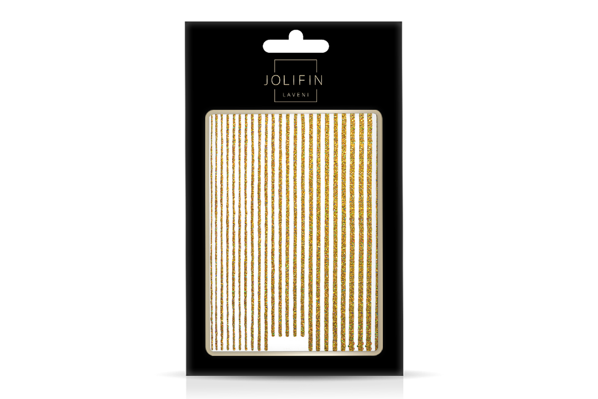 Jolifn LAVENI XL Sticker - Glitter Stripes gold hologram