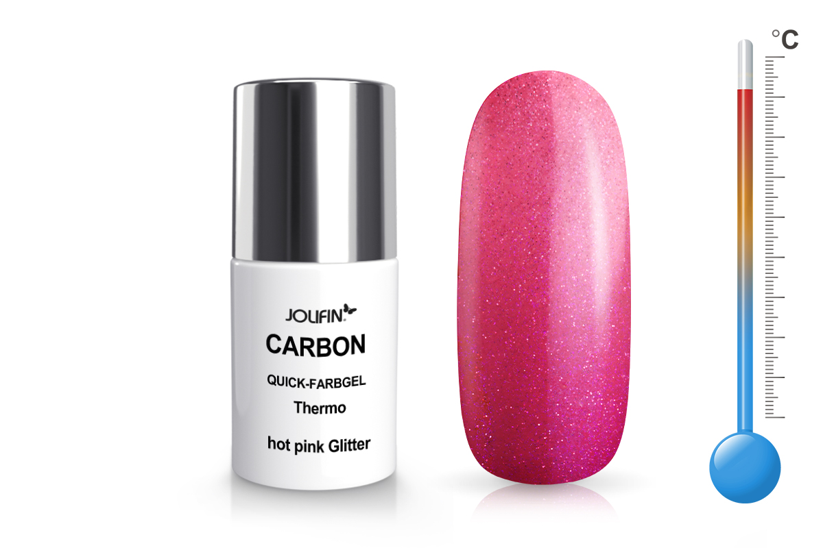 Jolifin Carbon Quick colour gel Thermo hot pink glitter 11ml