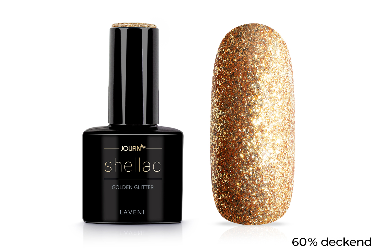 Jolifin LAVENI Shellac - golden Glitter 10ml