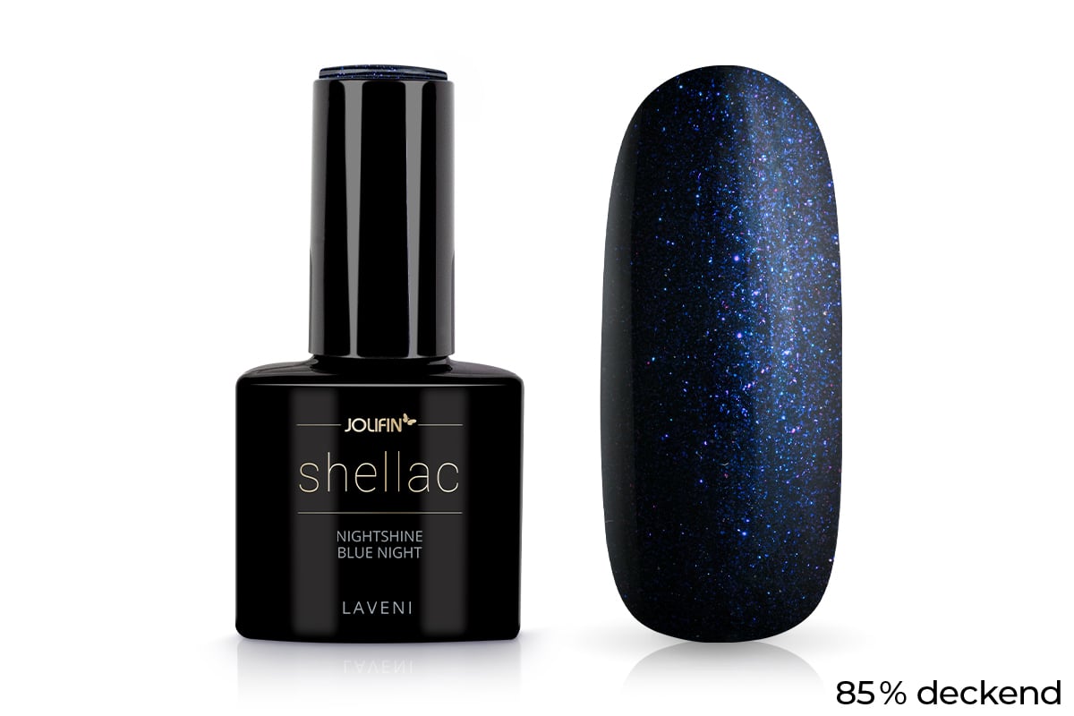 Jolifin LAVENI Shellac - nightshine blue night 10ml