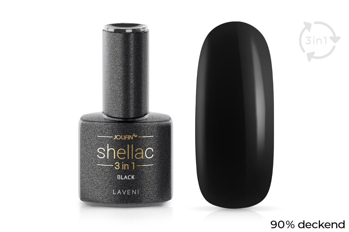 Jolifin LAVENI 3in1 Shellac - black 10ml