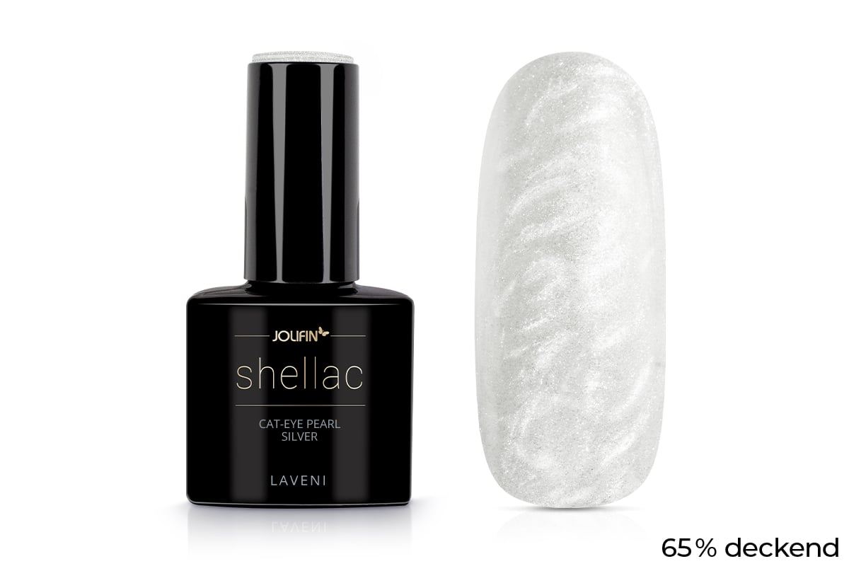 Jolifin LAVENI Shellac - Cat-Eye pearl silver 10ml