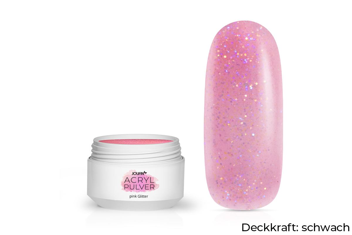 Jolifin acrylic colour powder - pink glitter 5g