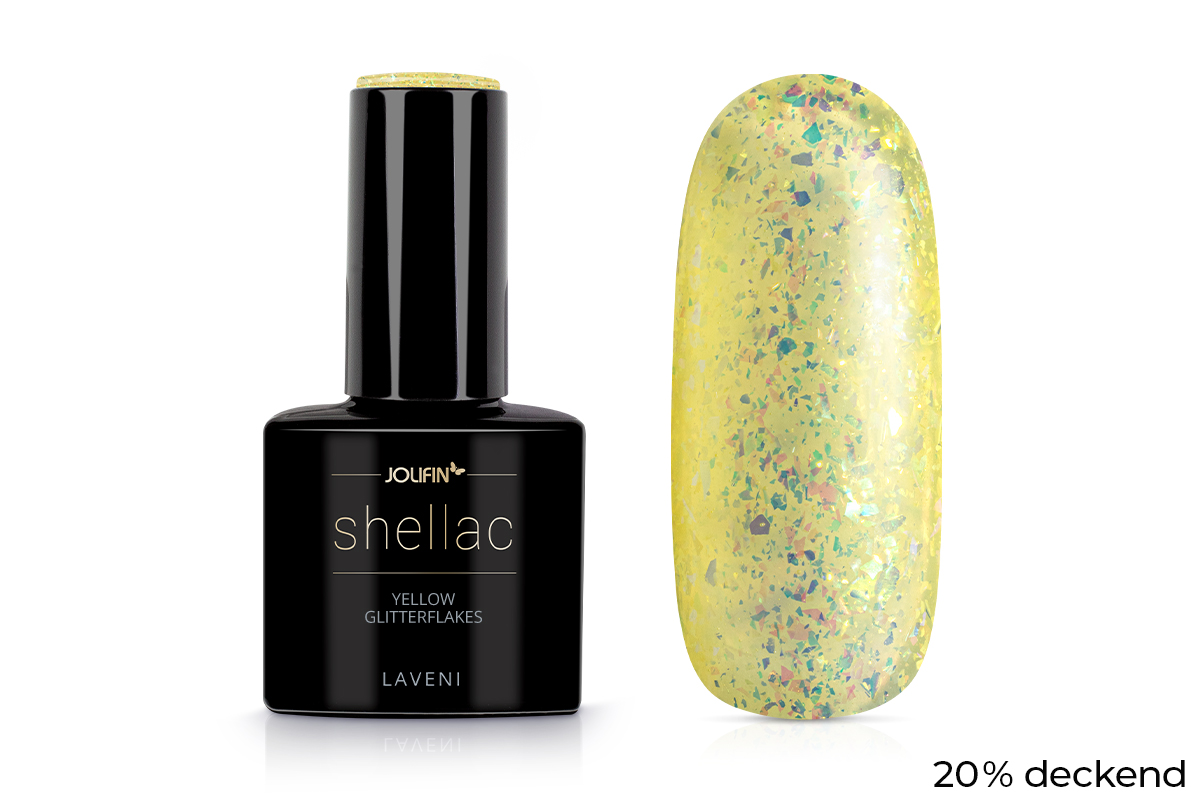 Jolifin LAVENI Shellac - yellow Glitterflakes 10ml