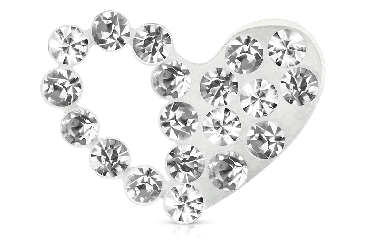 Jolifin Overlay Heart with Rhinestones