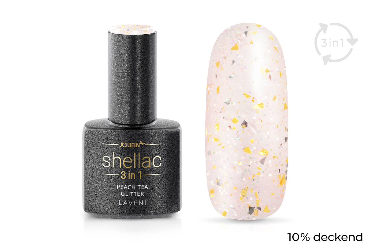 Jolifin LAVENI 3in1 Shellac - peach tea Glitter 10ml