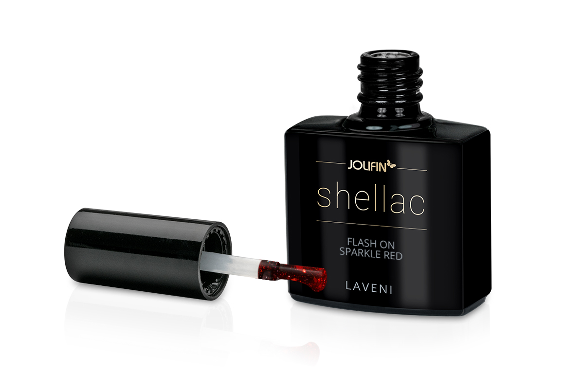 Jolifin LAVENI Shellac - FlashOn sparkle red 10ml