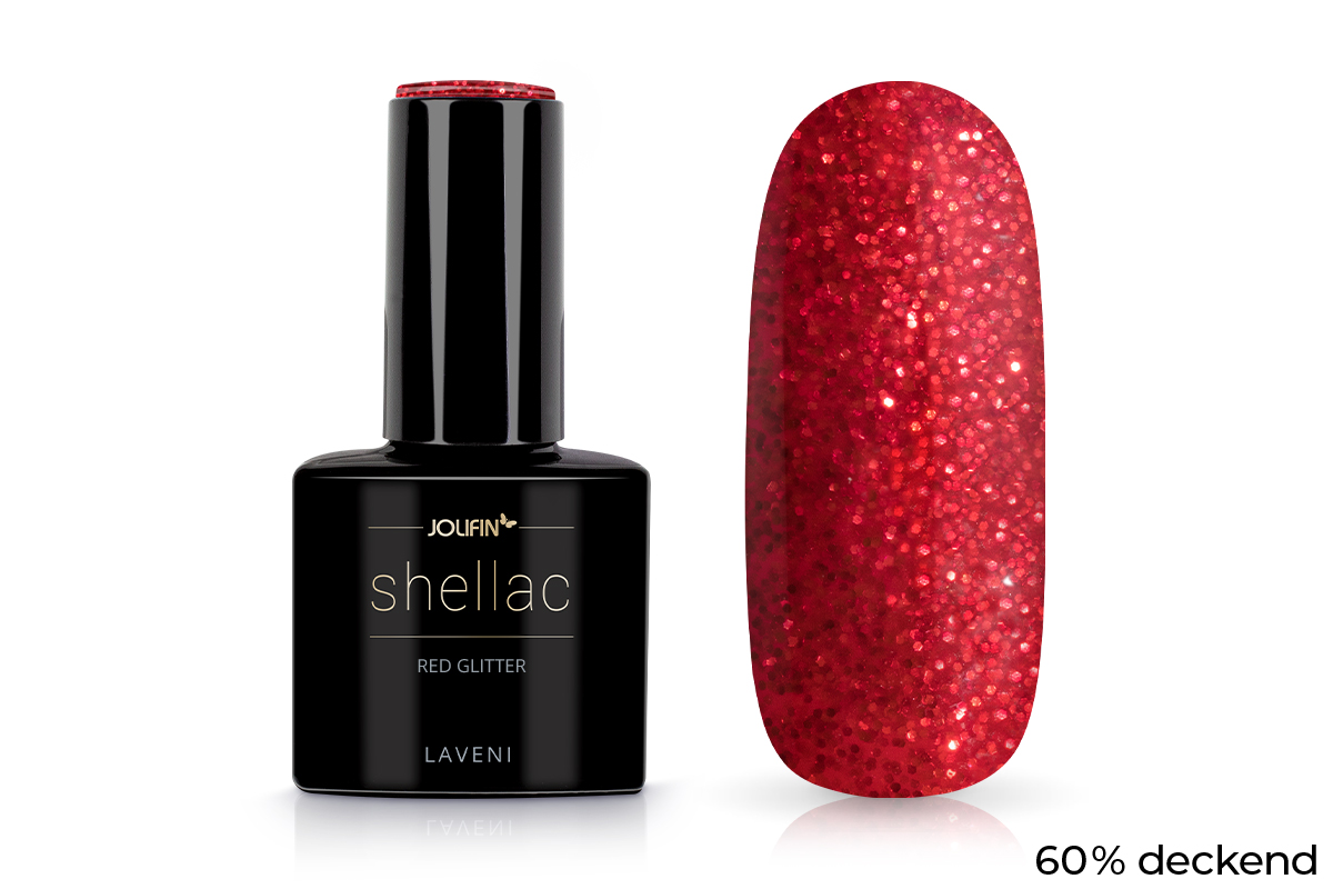 Jolifin LAVENI Shellac - red Glitter 10ml