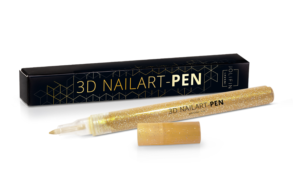 Jolifin LAVENI 3D Nailart-Pen - gold Glitter 3ml