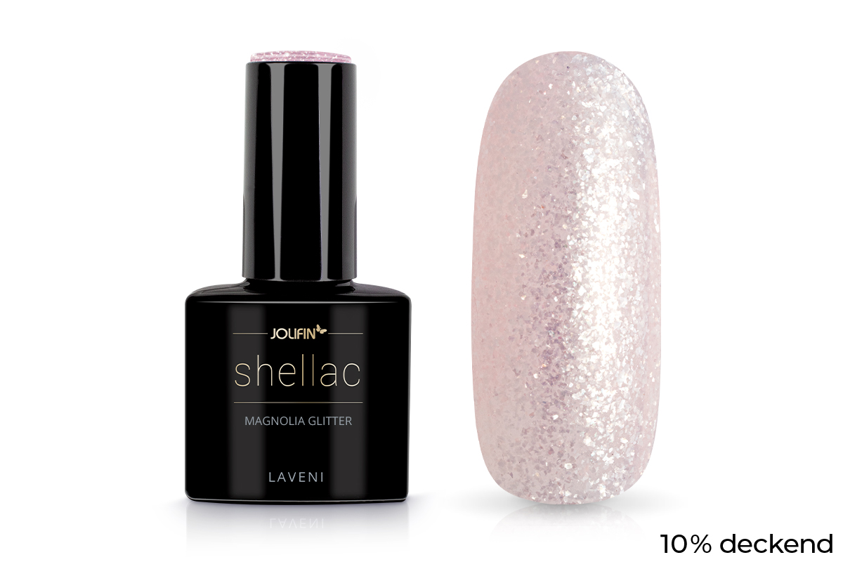 Jolifin LAVENI Shellac - magnolia Glitter 10ml