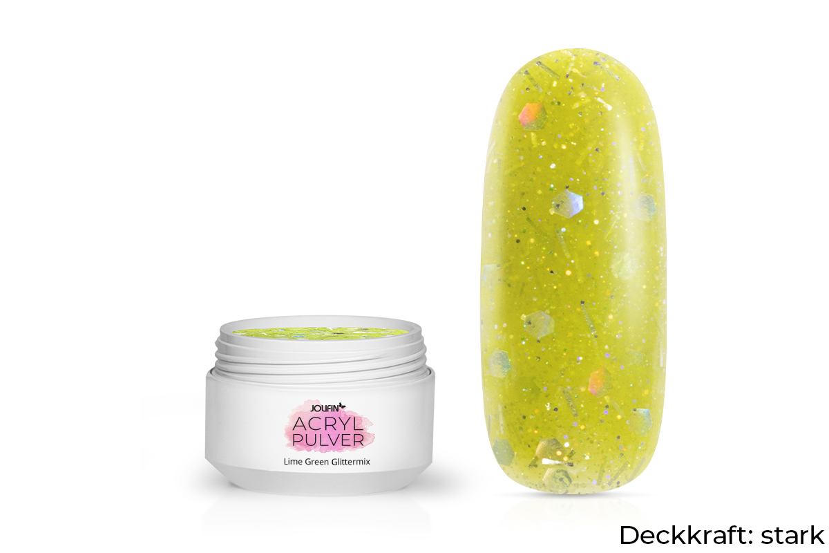 Jolifin Acrylic Colour Powder - Lime Green Glittermix 5g