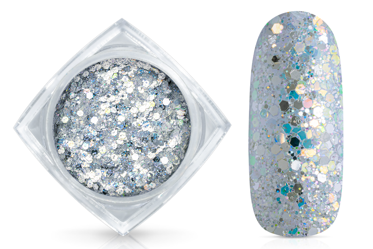 Jolifin LAVENI Luxury Glitter Hologram - silver-white