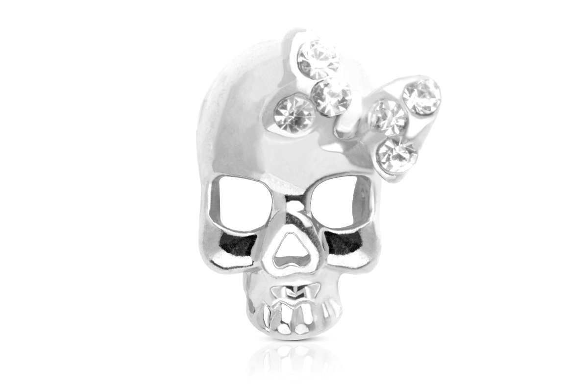 Jolifin Overlay - Totenkopf mit Schleife silber