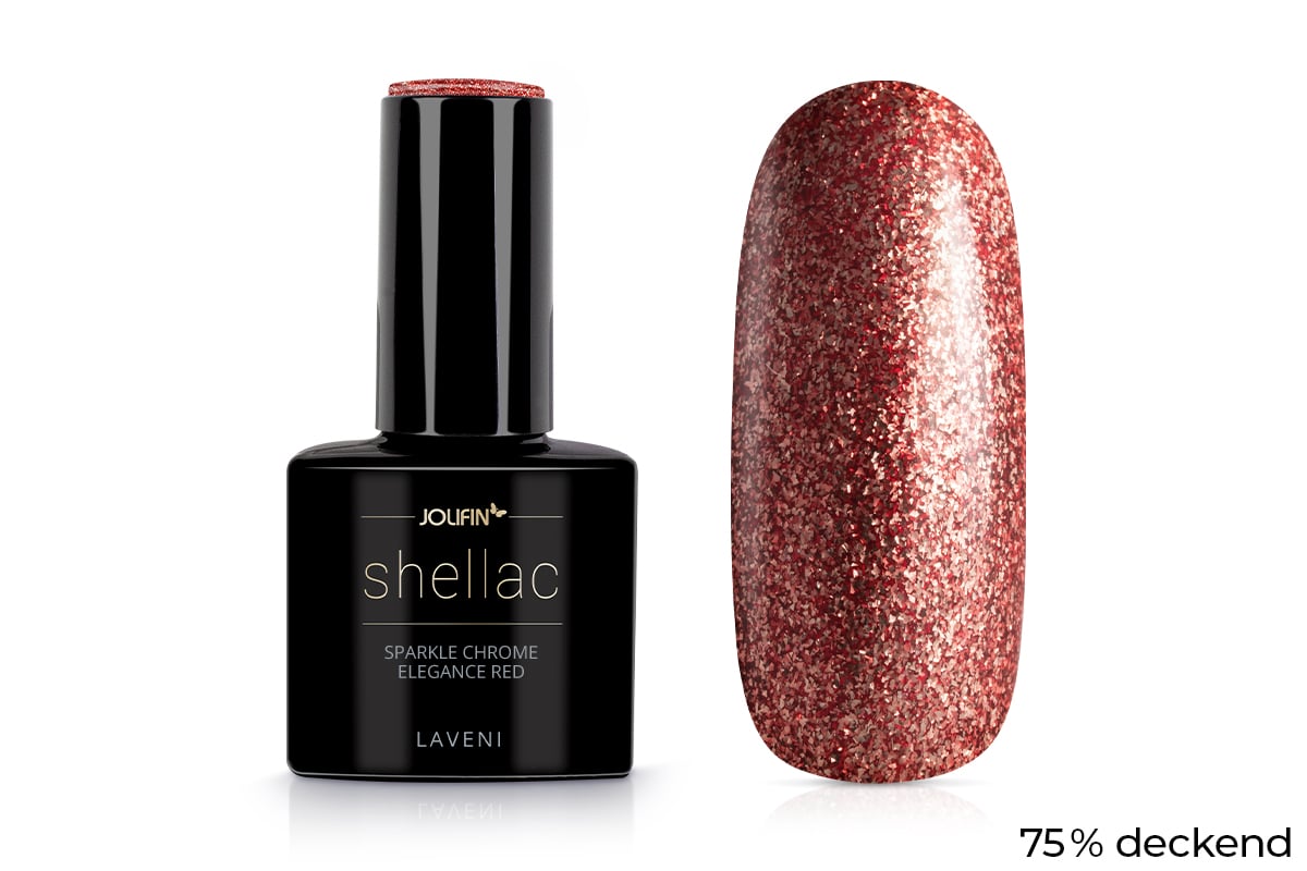 Jolifin LAVENI Shellac - sparkle chrome elegance red 10ml 